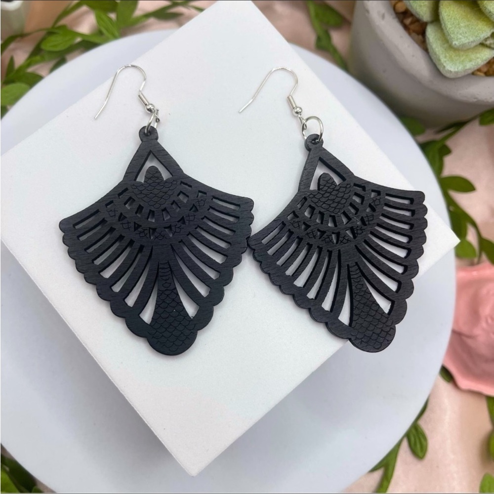 Bohemian Black Wood Earrings